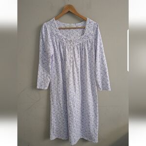 Eileen West Purple Floral Cotton Nightgown Size S Cottage